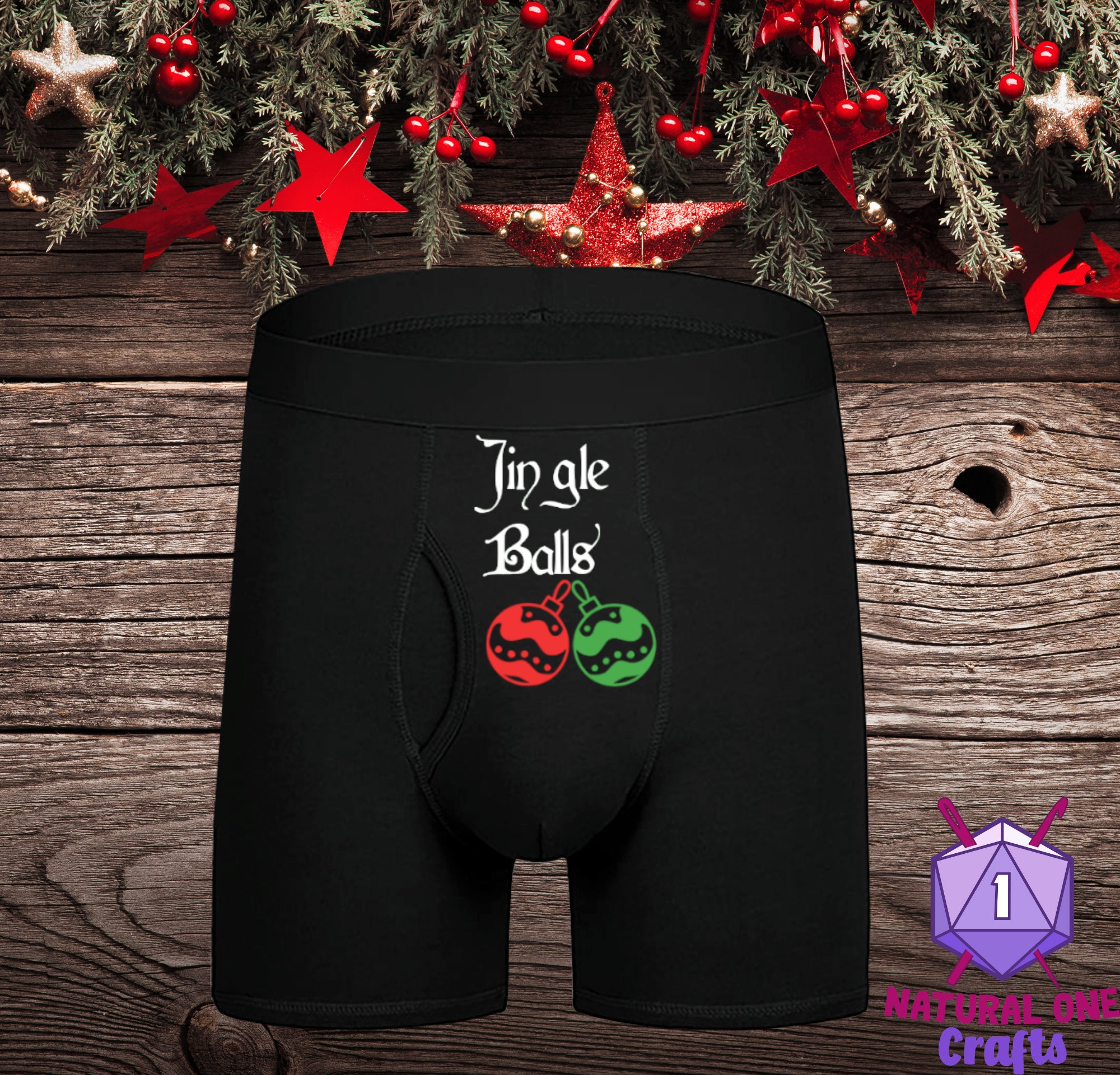 Jingle Balls Christmas Underwear, Dirty and Dashing Boxers, Sizes Available  From Small-3xl 