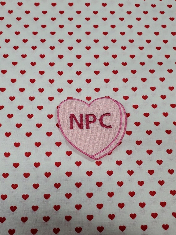 NPC Candy Heart Patch, Valentine Emblem, Crude Candy Symbol, Fully Embroidered Heart Morale Patch