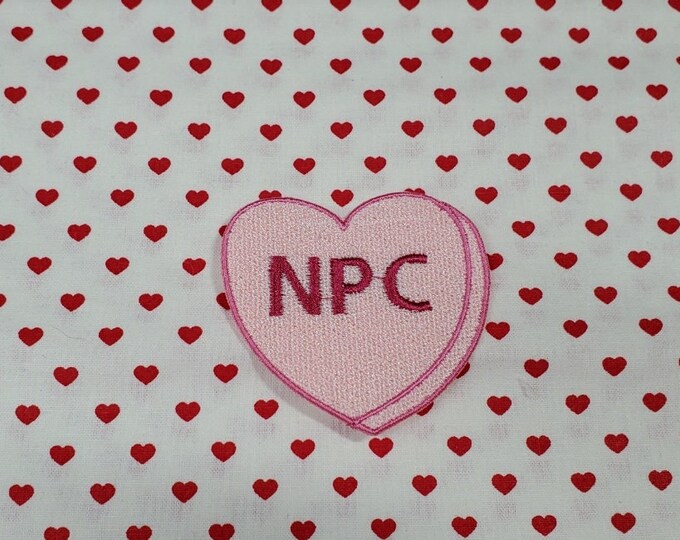 NPC Candy Heart Patch, Valentine Emblem, Crude Candy Symbol, Fully Embroidered Heart Morale Patch