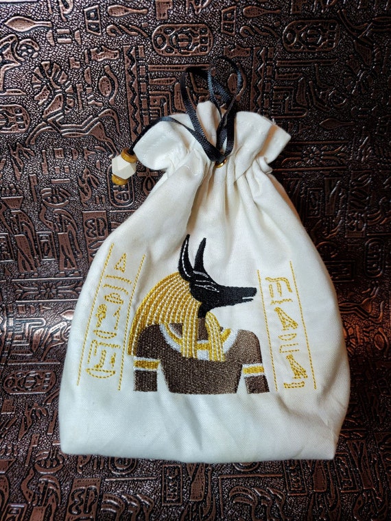 Anubis Cinch Bag, Egyptian-Inspired Card Purse, God of the Dead Spell Card Sack, Dungeons and Dragons Dice Pouch, Gift for Goblin