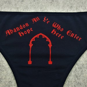 Abandon All Hope Hell Underwear, Gothic Dainty & Dangerous Panties, Perfect Halloween Lingerie, Multiple Sizes Available From Small-2XL