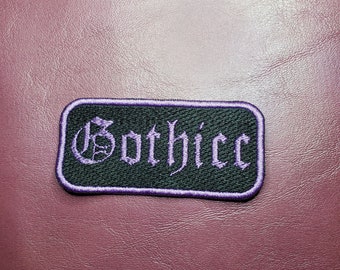 Gothicc Embroidered Patch, Black and Purple Goth Badge