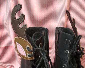 Antler Shoelace Wings, Reindeer Shoe Accessory, Embroidered Vinyl Cute Boot Accent, Sneaker Lace Dragon Wings, Roller Skate