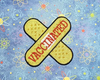 Vaccinated Bandaid Patch Fully Embroidered, Covid-Inspired Medical Emblem