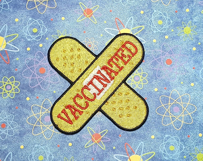 Vaccinated Bandaid Patch Fully Embroidered, Covid-Inspired Medical Emblem