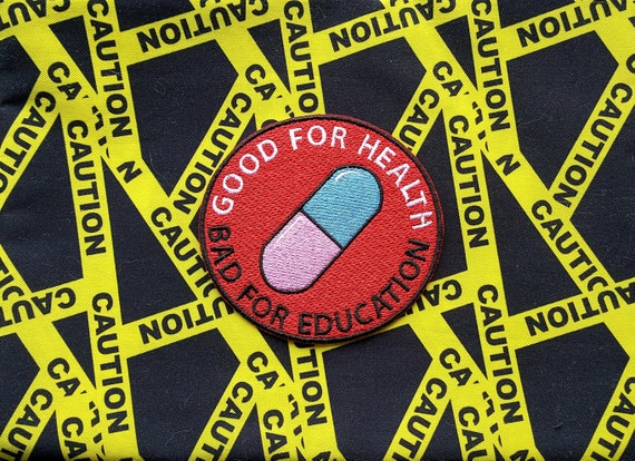 Good for Health Bad for Education Pill Patch, Psychic Anime-Inspired Badge, Anime Hero Patch, Perfect for Cosplay
