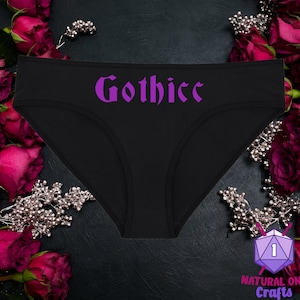 Gothicc Goth Black Underwear, Gothic Dainty & Dangerous Panties, Great Halloween Lingerie, Multiple Sizes Available Small-2XL