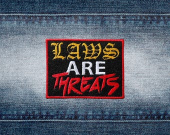 Laws Are Threats D20-Inspired Patch, Fully Embroidered D20 Emblem, DnD Badge, Dungeons and Dragons Patch, Anarchist Gnome Patches