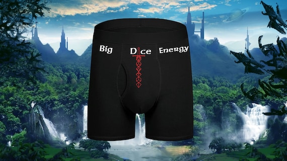 Big Dice Energy Nerdy Dice Underwear, Dirty and Dashing Boxers, Geeky Boxer Briefs Dungeons and Dragons, Sizes Available From Small-2XL