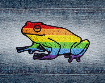 Rainbow Frog Embroidered Patch | LGBTQ+ Pride Iron-On Applique