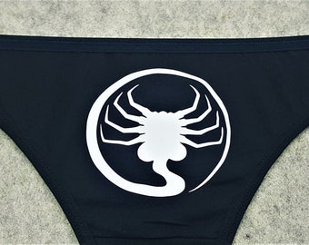 Alien Face Hugger Nerdy Underwear, Dainty & Dangerous Panties, Cast a Spell on Your Significant Other, Sizes Available From Small-2XL