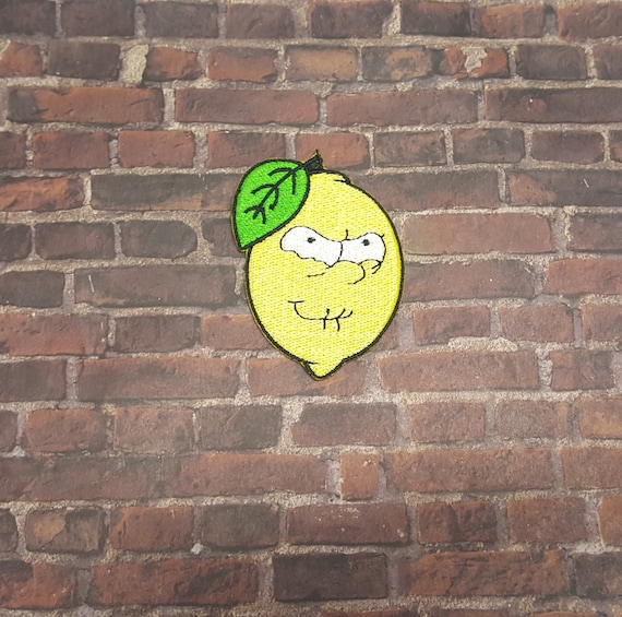Sour Faced Lemon Patch Fully Embroidered, Yellow Cartoon Family Badge, Popular Cartoon Meme Emblem, Perfect for Cosplay
