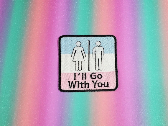 I'll Go With You Trans Support Fully Embroidered Patch for battle vest, metal jacket, lgbtqia+