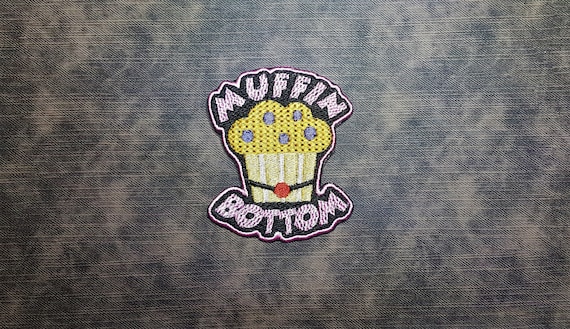 Fully Embroidered Muffin Bottom Morale Patch, BDSM Pastry Emblem, Kinky Humor Baked Good Badge, Perfect Gag Gift for Chef Cook Baker