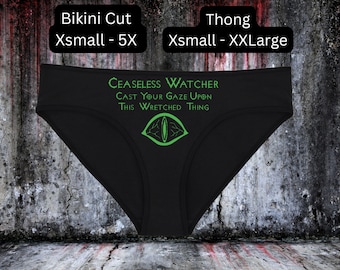 Ceaseless Watcher Horror Underwear, TMA-Inspired Panties, Available on Front or Back in Bikini or Thongs, Sizes Available From Small-2XL