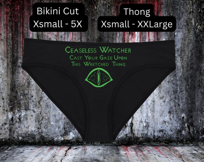 Ceaseless Watcher Horror Underwear, TMA-Inspired Panties, Available on Front or Back in Bikini or Thongs, Sizes Available From Small-2XL