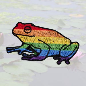 Toppa rana arcobaleno / Toppa rana termoadesiva LGBTQ+ Pride / Toppa ricamata rana gay