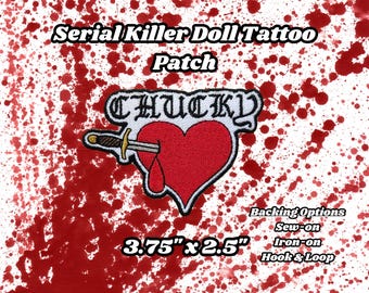 Serial Killer Doll Tattoo Patch, Horror Movie Slasher Badge, 80s Serial Killer Label, Halloween Patch