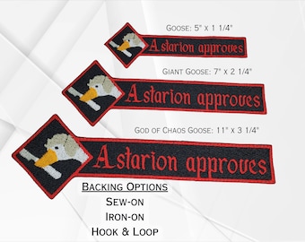 Astarion the Horrible Vampire Goose Approves Patch, Popular RPG NPC Patch, Fully Embroidered Video Game Morale Patch, Multiple Sizes