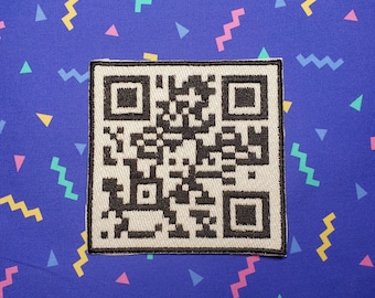 QR Rick Roll Patch Fully Embroidered, Never Gonna Give You Up Video Link, Dank Meme Patch, Rick Astley Prank Badge