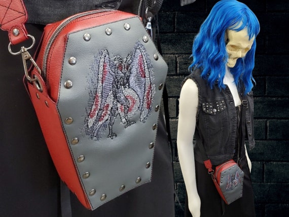 Mothman Rivet Faux leather Purse, crossbody bag.