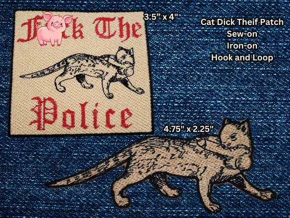 F*ck the Police Kitty Patch Fully Embroidered, Historical Meme Badge, Funny Cat Emblem, Perfect Gift for Anarchists and Cat Lovers