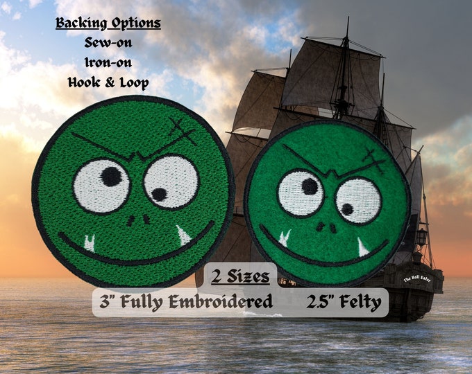 Googly Eyed Orc Patch Fully Embroidered and Felty, Orc Pirate Emblem, Popular DnD Web Series, Perfect for Cosplay