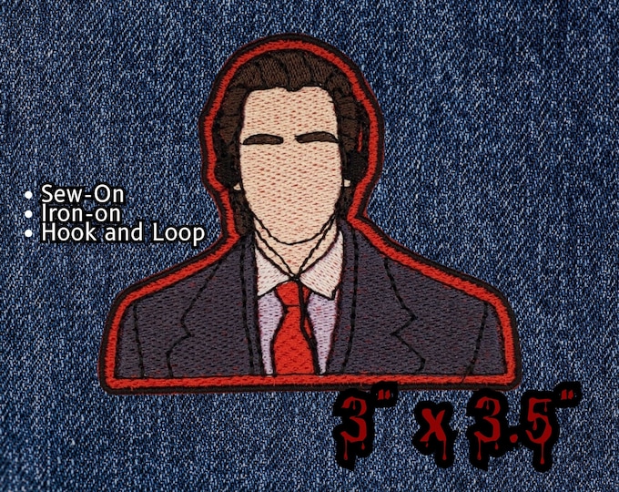 Businessman Psycho Headphones Patch, Horror Movie Slasher Badge, 80s Serial Killer Label, Halloween Patch