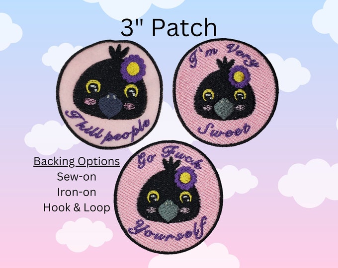Cute Little Raven Murderer Symbol RPG Felt Patch
