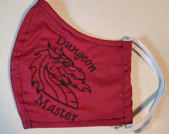 Dungeon Master Dragon Face mask D&D double layer, elastic, head ties, filter pocket