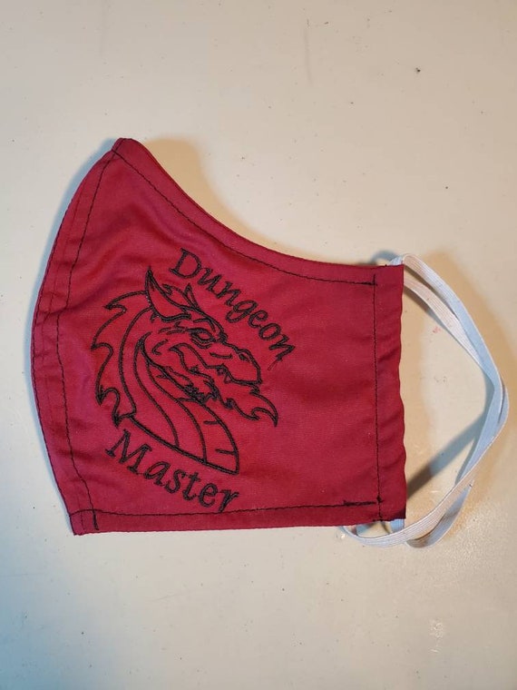 Dungeon Master Dragon Face mask D&D double layer, elastic, head ties, filter pocket