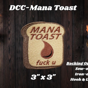 Mana Toast Patch, DCC-Inspired Fully Embroidered Patch, Dungeon Crawling Explosive Anarchist Patch, LitRPG-Inspired Patch
