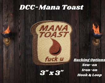Mana Toast Patch, DCC-Inspired Fully Embroidered Patch, Dungeon Crawling Explosive Anarchist Patch, LitRPG-Inspired Patch