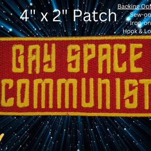 Écusson brodé communiste de l'espace gay, insigne de fierté LGBTQ (4 x 2 pouces)