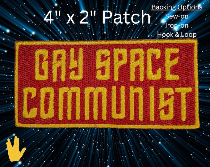 Gay Space Communist Patch Fully Embroidered, Pride Space Invader Badge, Gay Alien Conspiracy, Perfect Gift for LGBTQ+