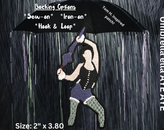 Tom Holland-Inspired Umbrella Fully Embroidered Patch, Rihanna Umbrella Patch