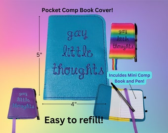 Gay Little Thoughts Pocket Journal, Miniature Composition Notebook, Mini Comp Pocket Notepad, LGBTQIA+ Pride Journal