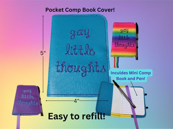 Gay Little Thoughts Pocket Journal, Miniature Composition Notebook, Mini Comp Pocket Notepad, LGBTQIA+ Pride Journal