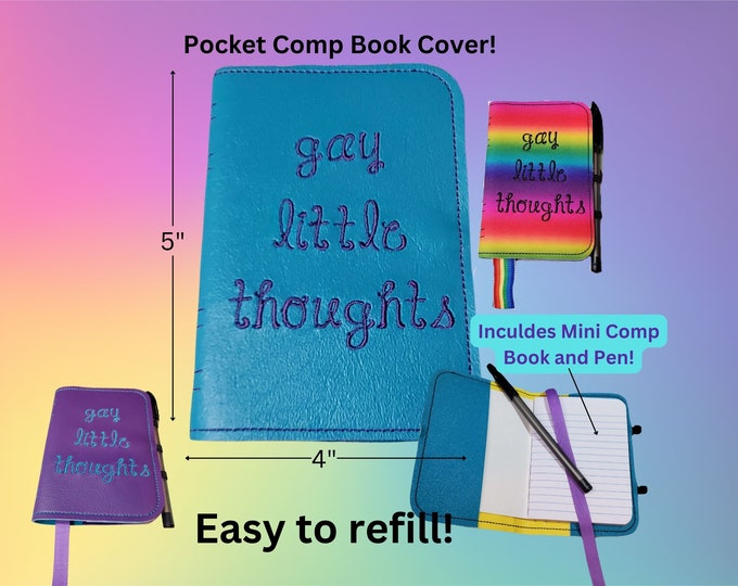 Gay Little Thoughts Pocket Journal, Miniature Composition Notebook, Mini Comp Pocket Notepad, LGBTQIA+ Pride Journal