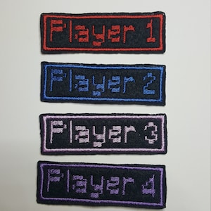 Video Game Arcade Player Patch, Label Name Embroidered Felt Morale Patch, Customizable Between Players 1-9
