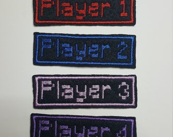 Embroidered Felt Arcade Player Patch, Customizable Number