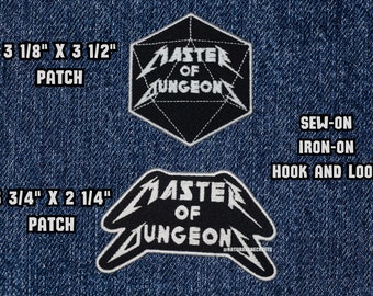 Master of Dungeons Patch, Fully Embroidered DnD Emblem, Metal-Inspired TTRPG Badge, Perfect Gift for Nerd