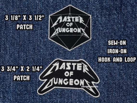 Master of Dungeons Patch, Fully Embroidered DnD Emblem, Metal-Inspired TTRPG Badge, Perfect Gift for Nerd