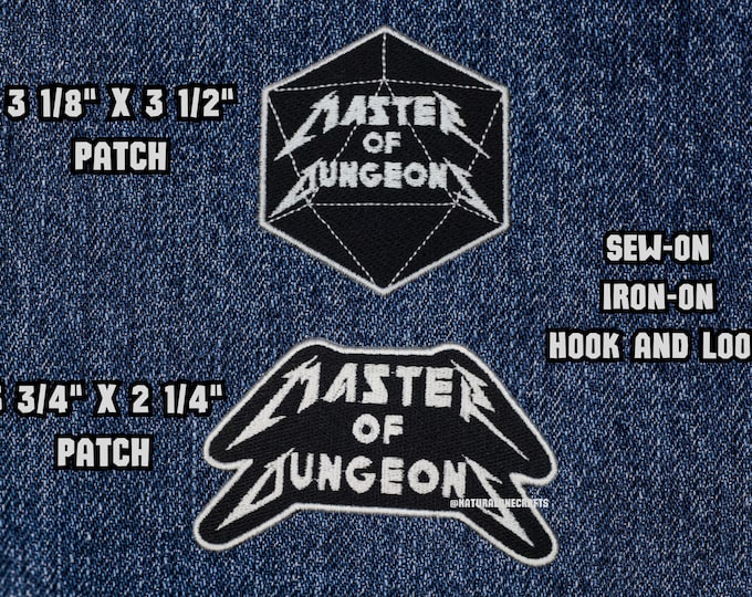 Master of Dungeons Patch, Fully Embroidered DnD Emblem, Metal-Inspired TTRPG Badge, Perfect Gift for Nerd