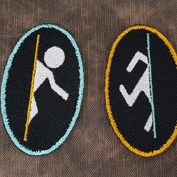 Two (2) Pack Portal Patches 100% Embroidered  Sci-Fi Video Game Emblems, Science Fiction Puzzle Game Badges, Fully Embroidered Morale Patch