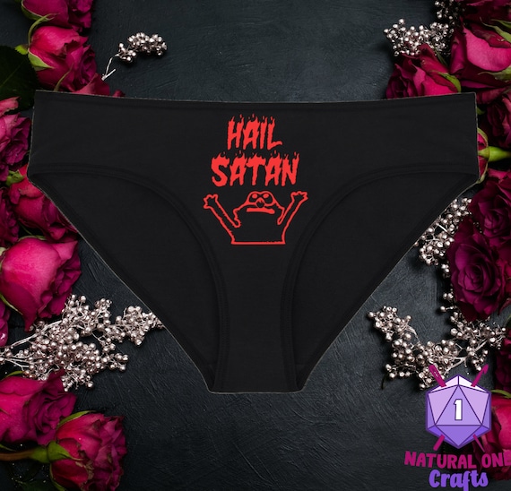 Hail Satan Puppet Underwear, Gothic Dainty & Dangerous Panties, Great Halloween Lingerie, Multiple Sizes Available From Small-2XL