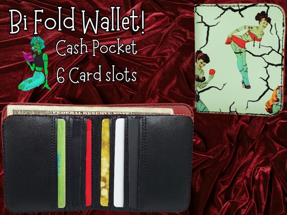 Zombie Pinup Girl BiFold wallet, Mens Wallet, Bill Fold,
