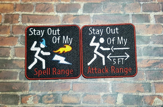 Stay Out of My Attack/Spell Range DnD Patch, Fully Embroidered TTRPG Emblem, Stick Figure D&D Characters Badge, Perfect Gift for LARP
