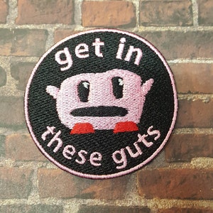 Cursed Korbo Get In These Guts Fully Embroidered Patch, Video Game Meme Emblem, Silly Gamer Symbol, Perfect for Battle Vests or Jackets