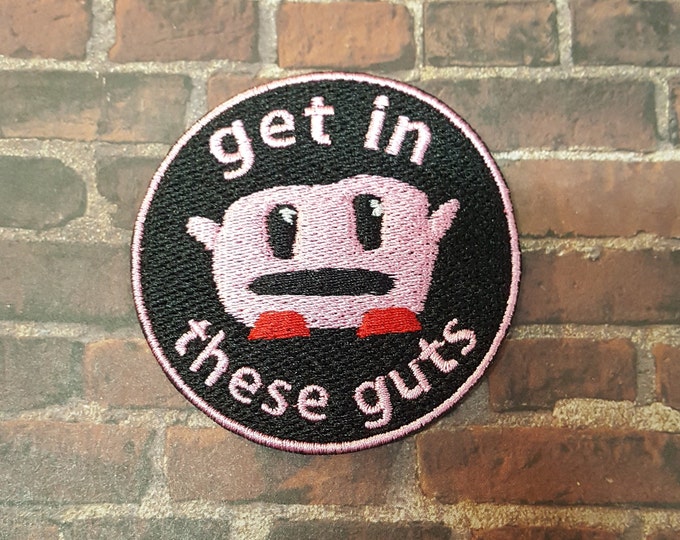 Cursed Korbo Get In These Guts Fully Embroidered Patch, Video Game Meme Emblem, Silly Gamer Symbol, Perfect for Battle Vests or Jackets